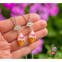Кулон для друзей "Best Friends. Мороженое вафельный стаканчик". Цена за набор 